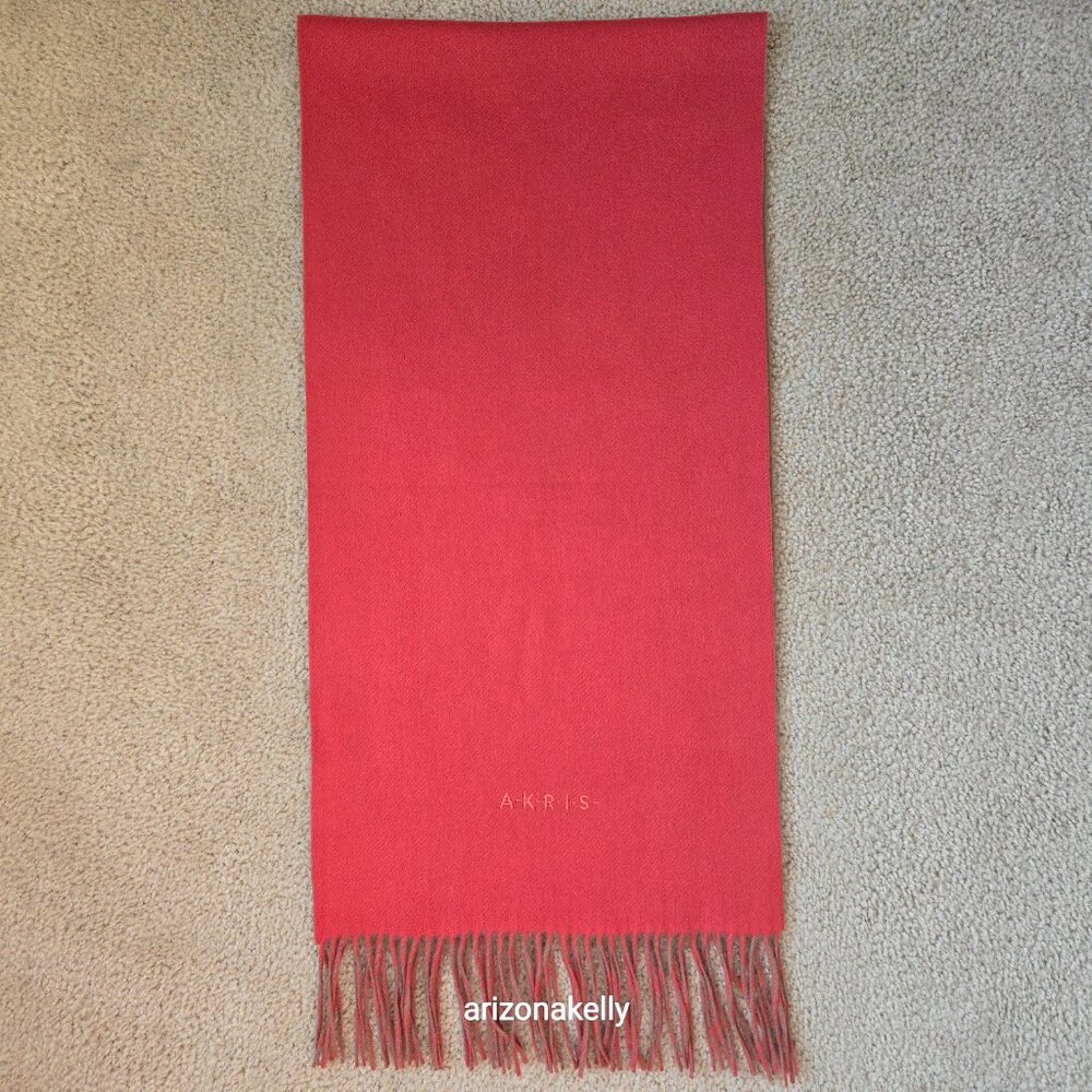 NWOT Arkis Cashmere Luxury Two-Tone Fringed Scarf Pink and Tan - Picture 2 of 15
